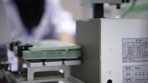 Machine applying screws in android smartphone Production assembly line Видео 247154243