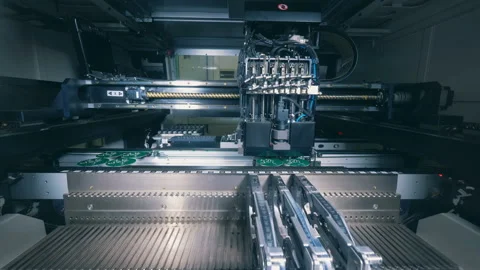 Machine assembles chip, microcircuit, microchip, integrated circuit. 動画素材 104055645