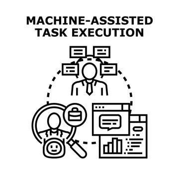 Machine assisted task execution with digital tools 스톡 일러스트