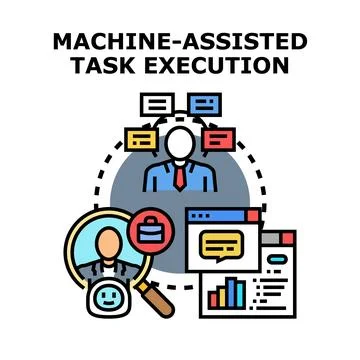 Machine assisted task execution with digital tools Stock Illustration