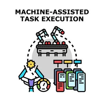 Machine assisting task execution process innovation concept イラスト素材
