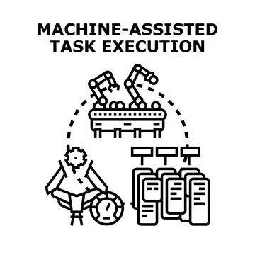 Machine assisting task execution process innovation concept Stockillustratie