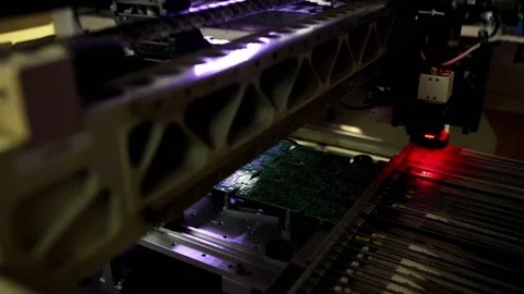 Machine for automatic assembly and soldering of electronic circuit boards Stock Footage 170819541