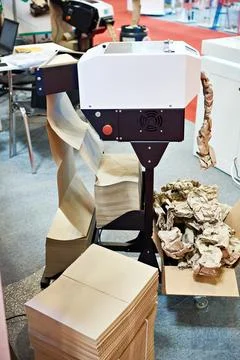 Machine for automatic paper cushioning Stock Photos