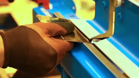 Machine for bending products from tin Stock Footage 115038424