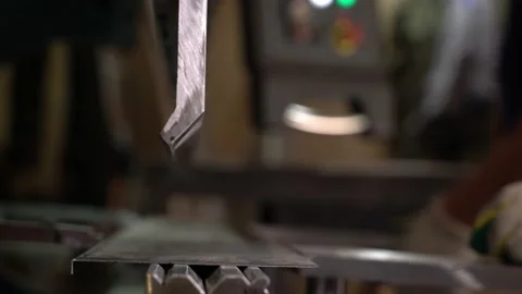 Machine bends a metal part close-up in profile Stock Footage 220723222