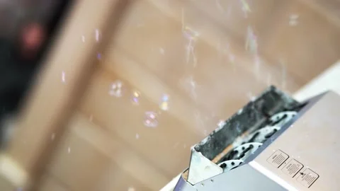 The machine blows soap bubbles at the holiday Stock Footage 235510543