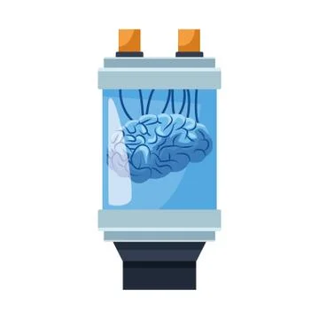 Machine with brain icon, flat design イラスト素材
