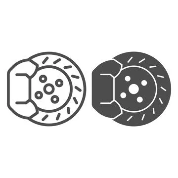 Machine brake pad line and solid icon, Car parts concept, Brake disc sign on Stock Illustration