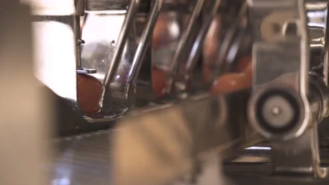 The machine breaks eggs in the dough factory Stock Footage 135799533