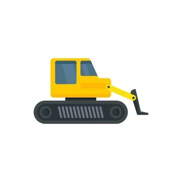 Machine bulldozer icon flat isolated vector Stock Illustration