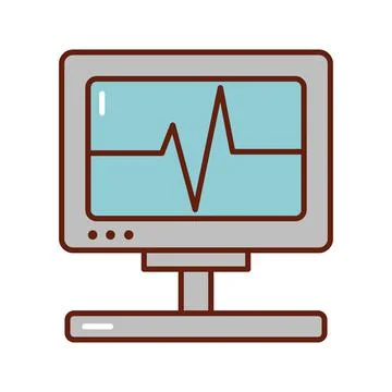 Machine cardiology test flat style icon Stock Illustration