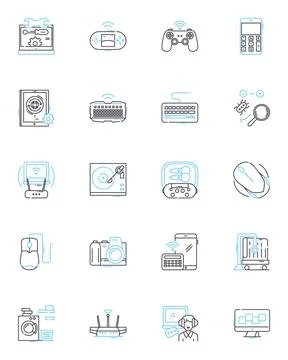 Machine care linear icons set. Lubrication, Inspection, Cleaning, Maintenance Stock Illustration