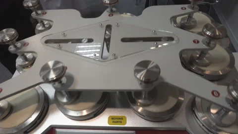 Machine for checking the quality of the fabric, moving parts Stock Footage 87485692