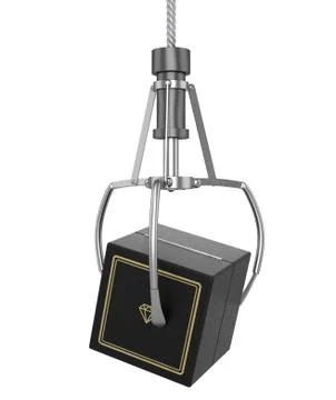 Machine Claw Grabbing Wedding Ring Box Stock Illustration