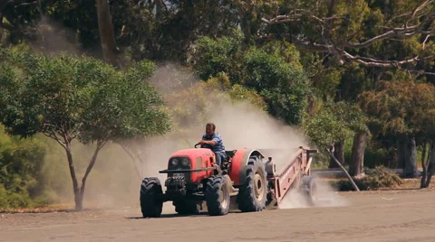 The machine cleans sifts the sand on the beach Stock Footage 44372931
