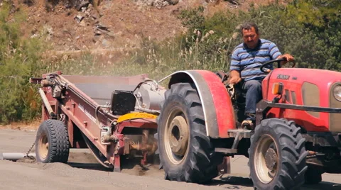 The machine cleans sifts the sand on the beach Stock Footage 44373626