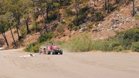 The machine cleans sifts the sand on the beach Stock Footage 44391350