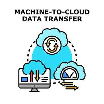 Machine to cloud computing data transfer concept イラスト素材