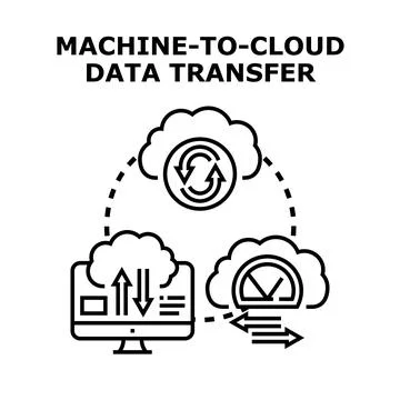 Machine to cloud computing data transfer concept 스톡 일러스트