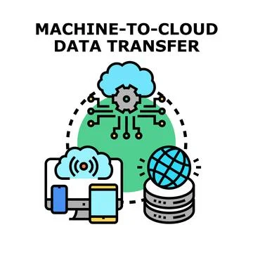 Machine cloud data transfer concept illustration 스톡 일러스트