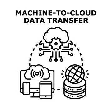 Machine cloud data transfer concept illustration Stock Illustration