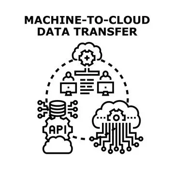 Machine to cloud data transfer concept Stock Illustration
