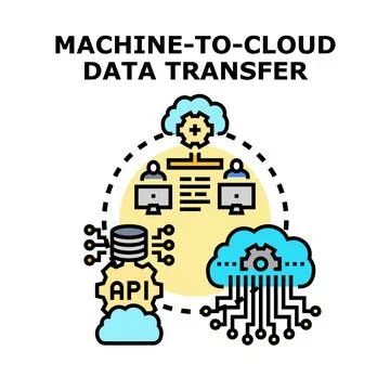 Machine to cloud data transfer concept 库存插图