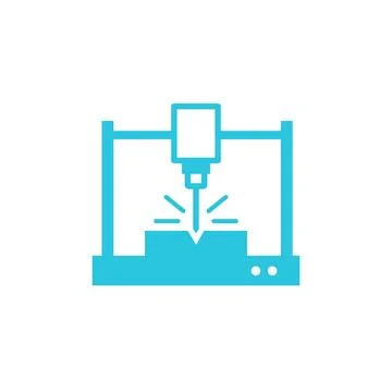 Machine cnc Icon. Isolated on white background. Blue icon set. Stock Illustration