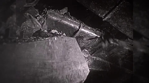 Machine Coal Mine Seam Mining Underground 1960s Vintage Film Industry Movie Stock Footage 75917707