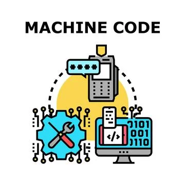 Machine code developing for digital security and programming Stock Illustration