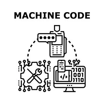 Machine code developing for digital security and programming Stock Illustration
