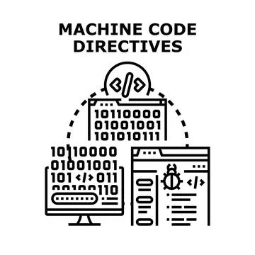Machine code directives coding development process 库存插图