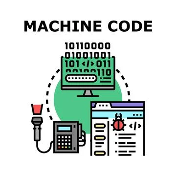 Machine code processing computing data and detecting bugs 库存插图