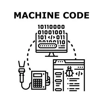 Machine code processing computing data and detecting bugs イラスト素材