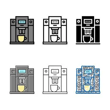 Machine coffee brewing professional electronic equipment color icon vector .. Illustrazione stock