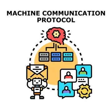 Machine communication protocol for ai networking and data exchange Stock Illustration