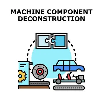 Machine component deconstruction manufacturing engineering concept Stock Illustration