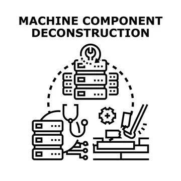 Machine component deconstruction process icon concept Illustrazione stock
