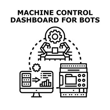Machine control dashboard for industrial bots automation 스톡 일러스트