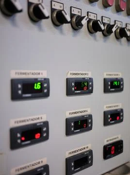 Machine to control the fermenters in a brewery Stock Photos