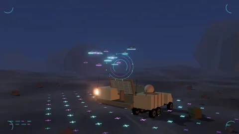 Machine controlled aircraft use an encrypted drone mesh network across Stock Footage 342908489