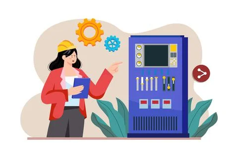 Machine controlling system Illustration concept on white background Stock Illustration