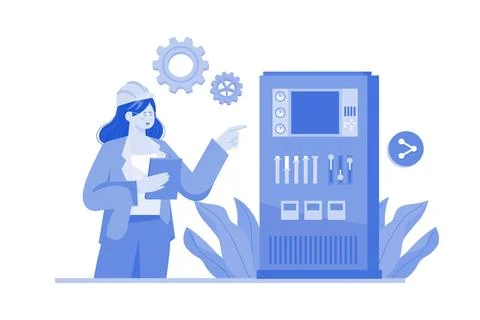 Machine Controlling System Illustration concept on white background Stock Illustration