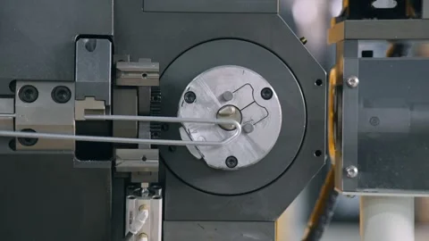 The machine creates a shape for the wire Video stock 294105159