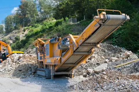 Machine for crushing concrete Stock Photos