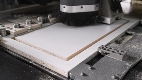 Machine cut panel for kitchen furniture. Stock Footage 237885339