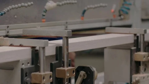 The machine cuts a hole in the bar Stock Footage 85241374