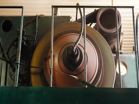 The machine cuts the sheet metal. Large hydraulic guillotine shears. Stock Footage 77938056