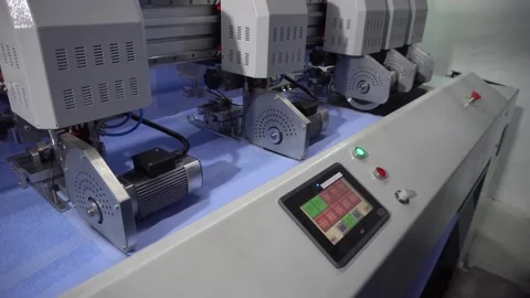 Machine that cuts towels with automatic blades Stock Footage 245493374